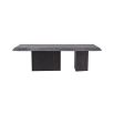 Black coffee table with marble top and cubist details