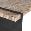 Brown marble top coffee table with hammered metal legs