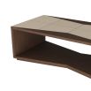 Wooden coffee table with leather top and lower shelf