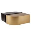 Sleek bronze plated coffee table with one curved edge