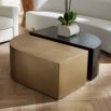 Sleek bronze plated coffee table with one curved edge