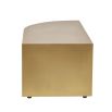 Sleek brass plated coffee table with one curved edge