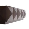 Wooden coffee table with geometric shaped edge