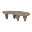 Kidney-shaped outdoor coffee table with smooth top and carved underside