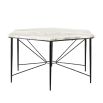 Hexagonal topped marble dining table with black metal