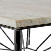 Hexagonal topped marble dining table with black metal