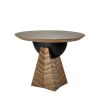 Sunburst patterned entry table with round top and pyramid base