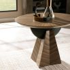 Sunburst patterned entry table with round top and pyramid base