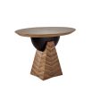 Sunburst patterned entry table with round top and pyramid base