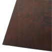 Angular art deco inspired square dining table in dark reddish wood finish