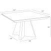 Angular art deco inspired square dining table in dark reddish wood finish