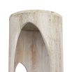 Curved mango wood side table with free-flowing cut-outs