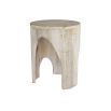 Curved mango wood side table with free-flowing cut-outs