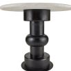 Round topped marble table with sculptural black base