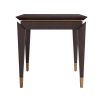 Vintage-style square accent table with angled legs and brass tips