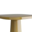 Yellow side table with thick-rimmed top and solid tapered base