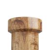 Veneered end table reminiscent of a champagne cork with iron base