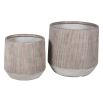 Set of two ribbed planters in grey and brown tones