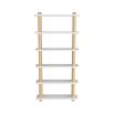 Natural oak bookshelf with white lacquer shelves