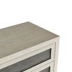 Contemporary wooden side table with panels of soft graphite suede