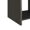 Waterfall-edged side table in sleek topstitched graphite leather and brass handle