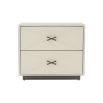 Side table with two drawers in pale grey finish and X handles