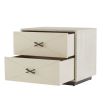 Side table with two drawers in pale grey finish and X handles