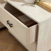 Side table with two drawers in pale grey finish and X handles