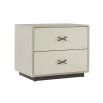 Side table with two drawers in pale grey finish and X handles