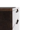 Multi-functional side table with linear hardware and decorative inlays clad in bronze brass