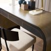 Curved desk in grey and bronze finish