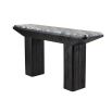 Galaxy marble-topped console table with black wooden base