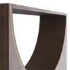 Console table with inverted arched umber oak veneer base and antique brass inlay