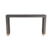 Grey radiant patterned wooden console table with bronze base