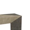 Console table with intersecting lacquered grey and smoke cloth panels