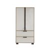 Beautiful light cabinet with brown detailing and two drawers