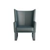 Modernised blue wrapped-leather wingback chair 