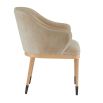 Dining or armchair in taupe suede finish and textured wooden legs