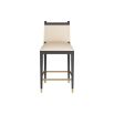 Cream leather counter stool with black wooden frame