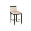 Cream leather counter stool with black wooden frame