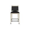 Wooden counter stool with black leather wrapped back and seat