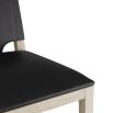 Wooden counter stool with black leather wrapped back and seat