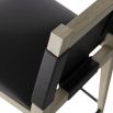 Wooden counter stool with black leather wrapped back and seat