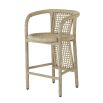 Wicker-style bar stool with cape effect back piece