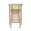 Wicker-style bar stool with cape effect back piece