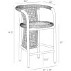 Wicker-style bar stool with cape effect back piece