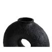 Black donut shaped vase with two feet