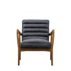 Leather armchair with deep ridging and wooden frame