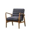 Leather armchair with deep ridging and wooden frame