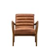 Leather armchair with deep ridging and wooden frame